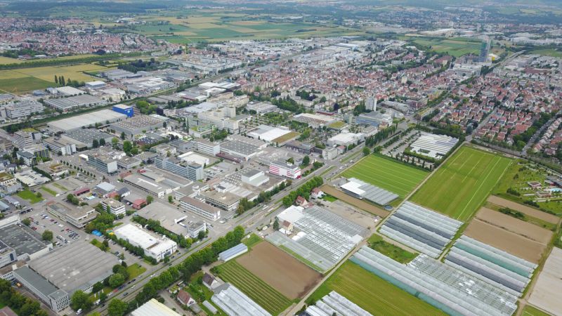 Luftbild des iba Projektgebietes ?Agriculture meets Manufactoring in Fellbach