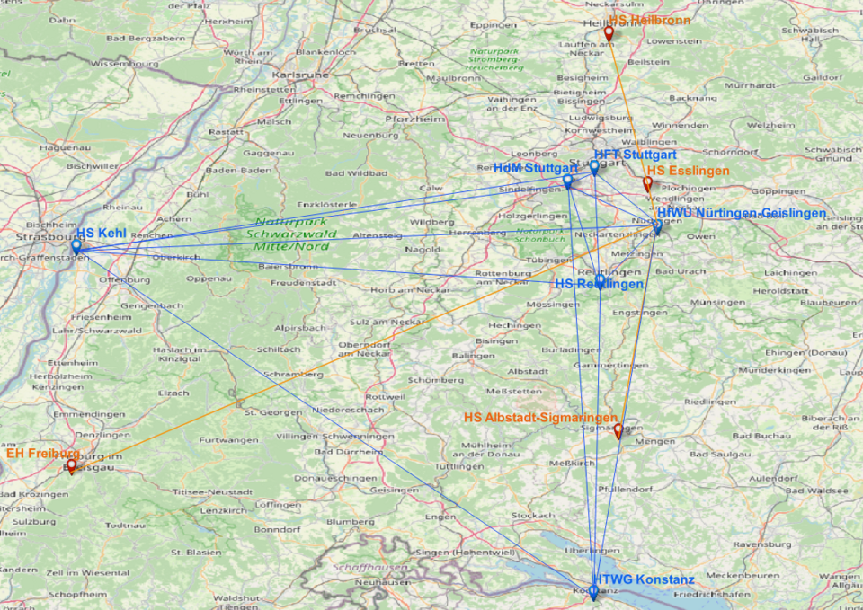 Partnerbersicht auf einer Karte/ Overview of FORTH bw Partners on a map